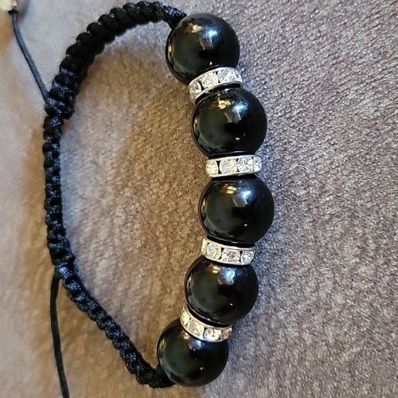 3/$20 Paparazzi Black Acrylic Beaded Macrame Adjustable Slide Bracelet - Picture 2 of 6
